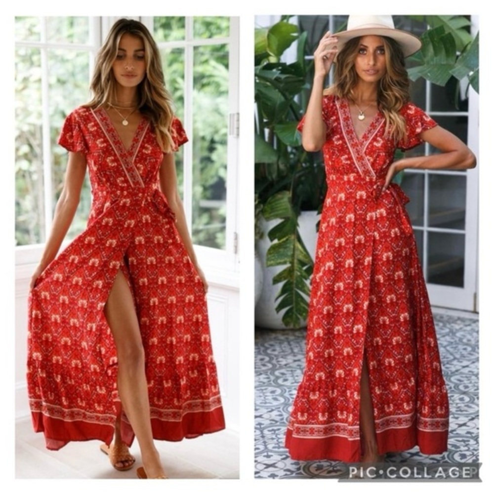 Elegant Red Maxi Dress